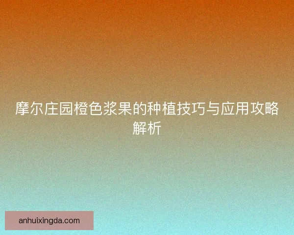摩尔庄园橙色浆果的种植技巧与应用攻略解析