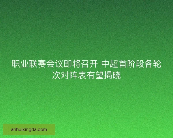 职业联赛会议即将召开 中超首阶段各轮次对阵表有望揭晓