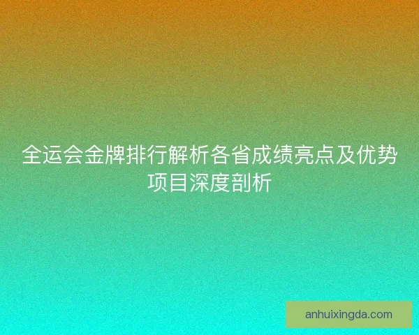 全运会金牌排行解析各省成绩亮点及优势项目深度剖析